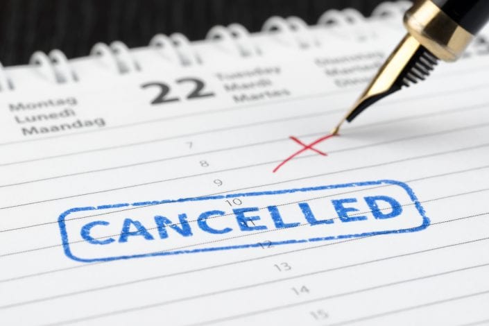 Close up of cancelled stamp on scheduler Cancelled Appointments